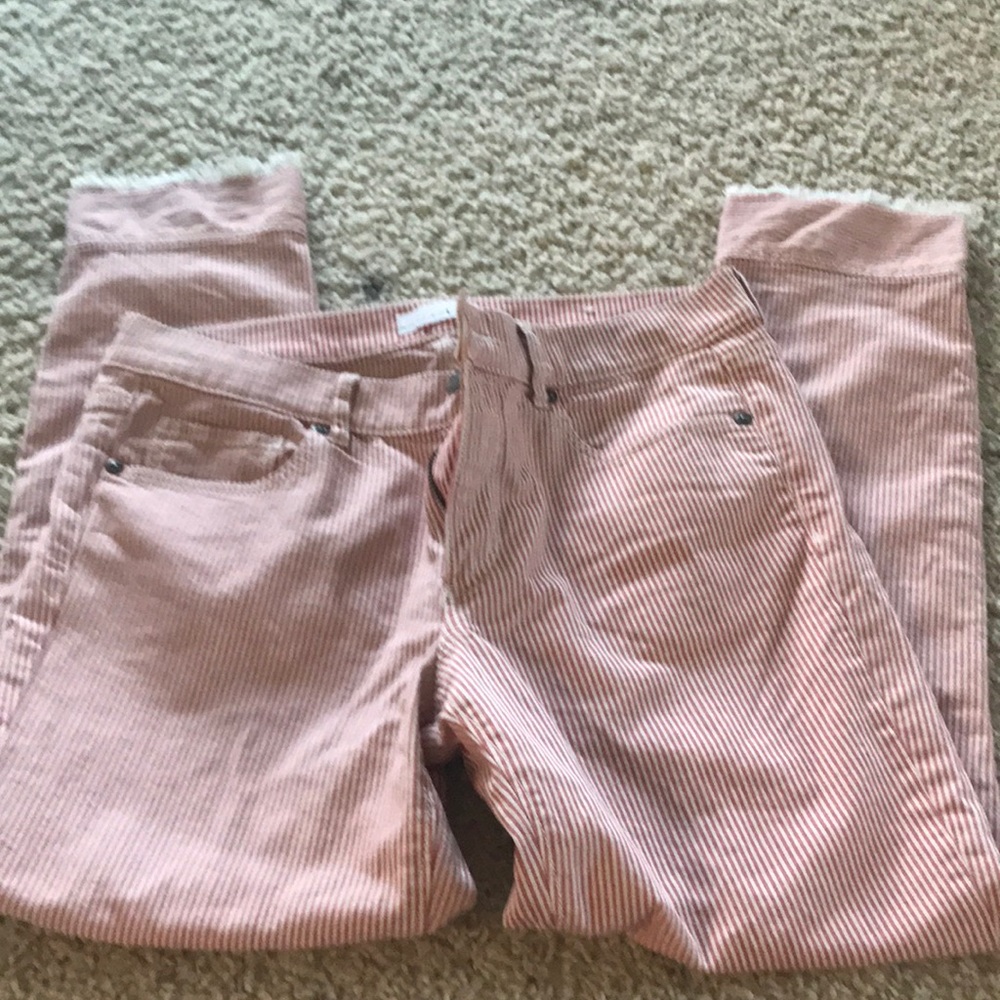 Loft ankle Capri red railroad 28